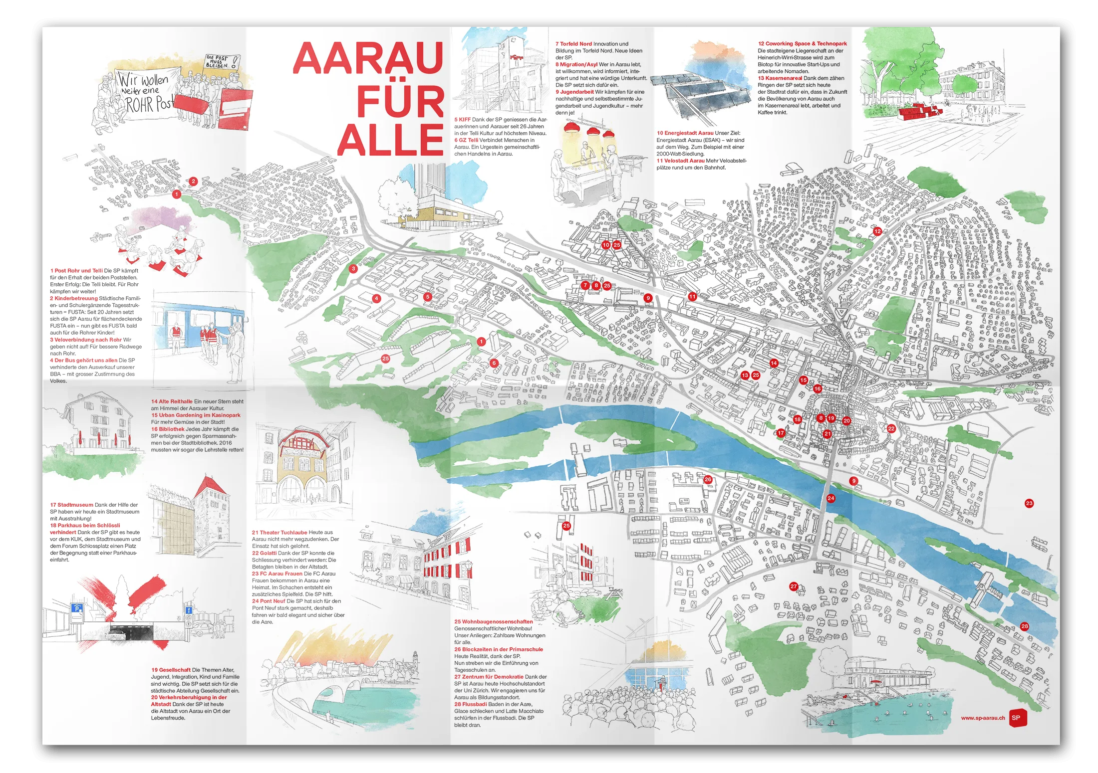2017 SP Aarau, Stadtkarte, illustration, ikonaut
