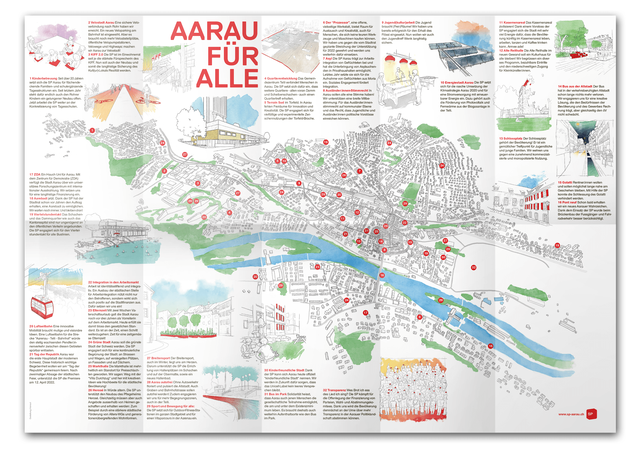 2021 SP Aarau, Stadtkarte, illustration, ikonaut