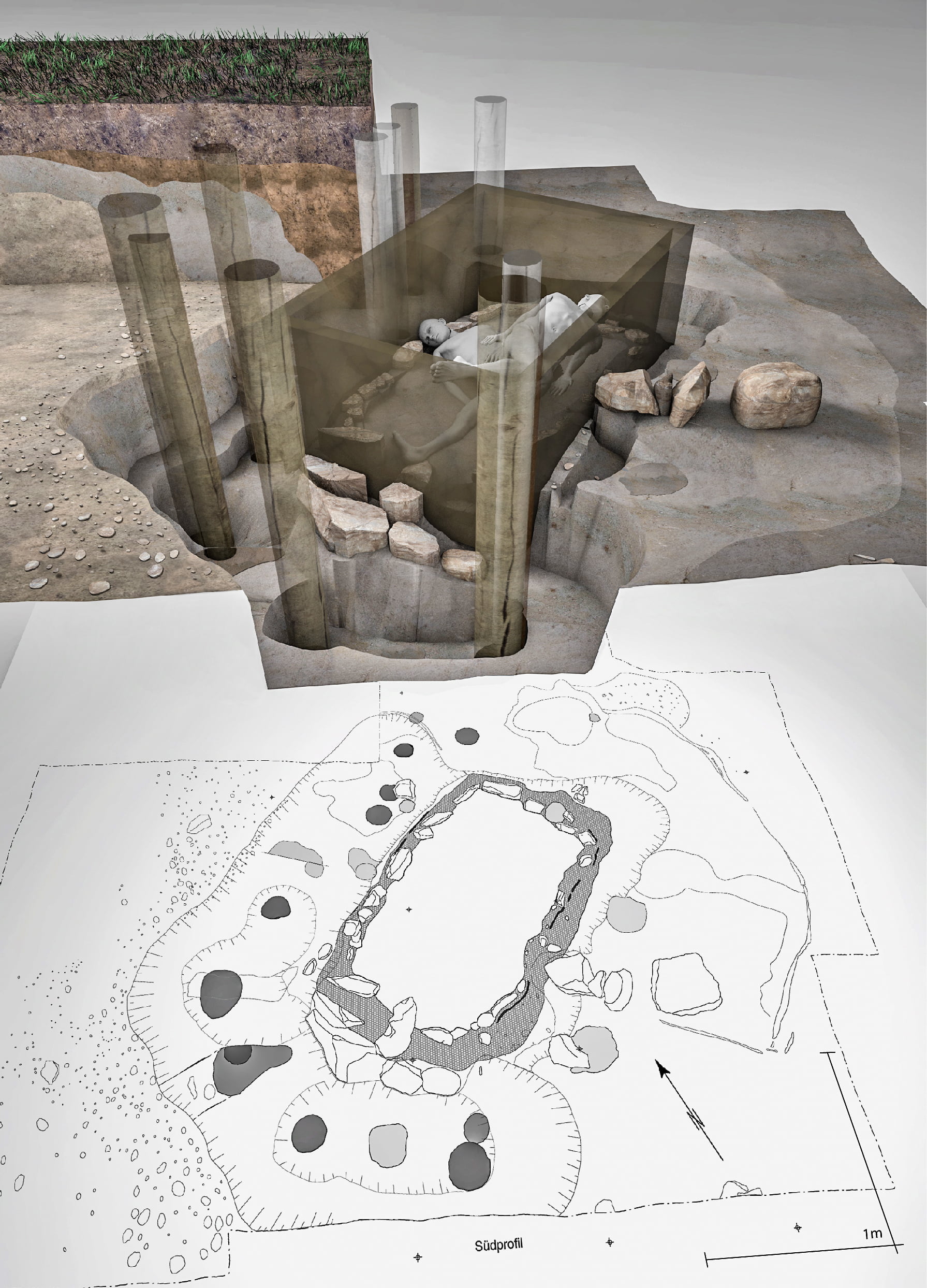 3D-Rekonstruktion Kollektivgrab, Collective Grave, ikonaut