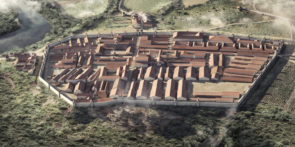 Legionslager Vindonissa, Nordansicht, 3d-rekonstruktion, ikonaut, wissenschaftliche illustration, visualisierung