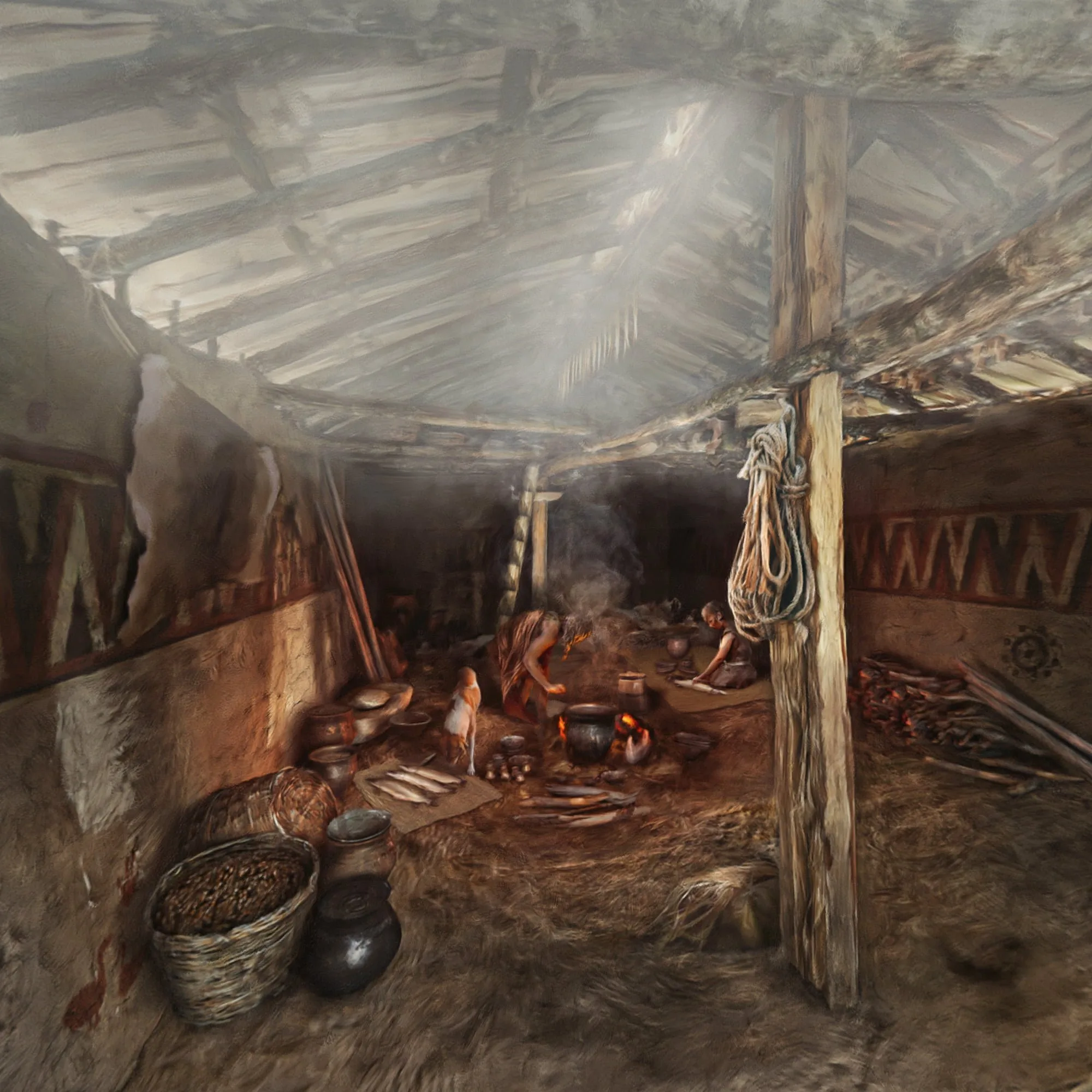 Pfahlbauer Seengen Innen Feuerstelle 360 ikonaut