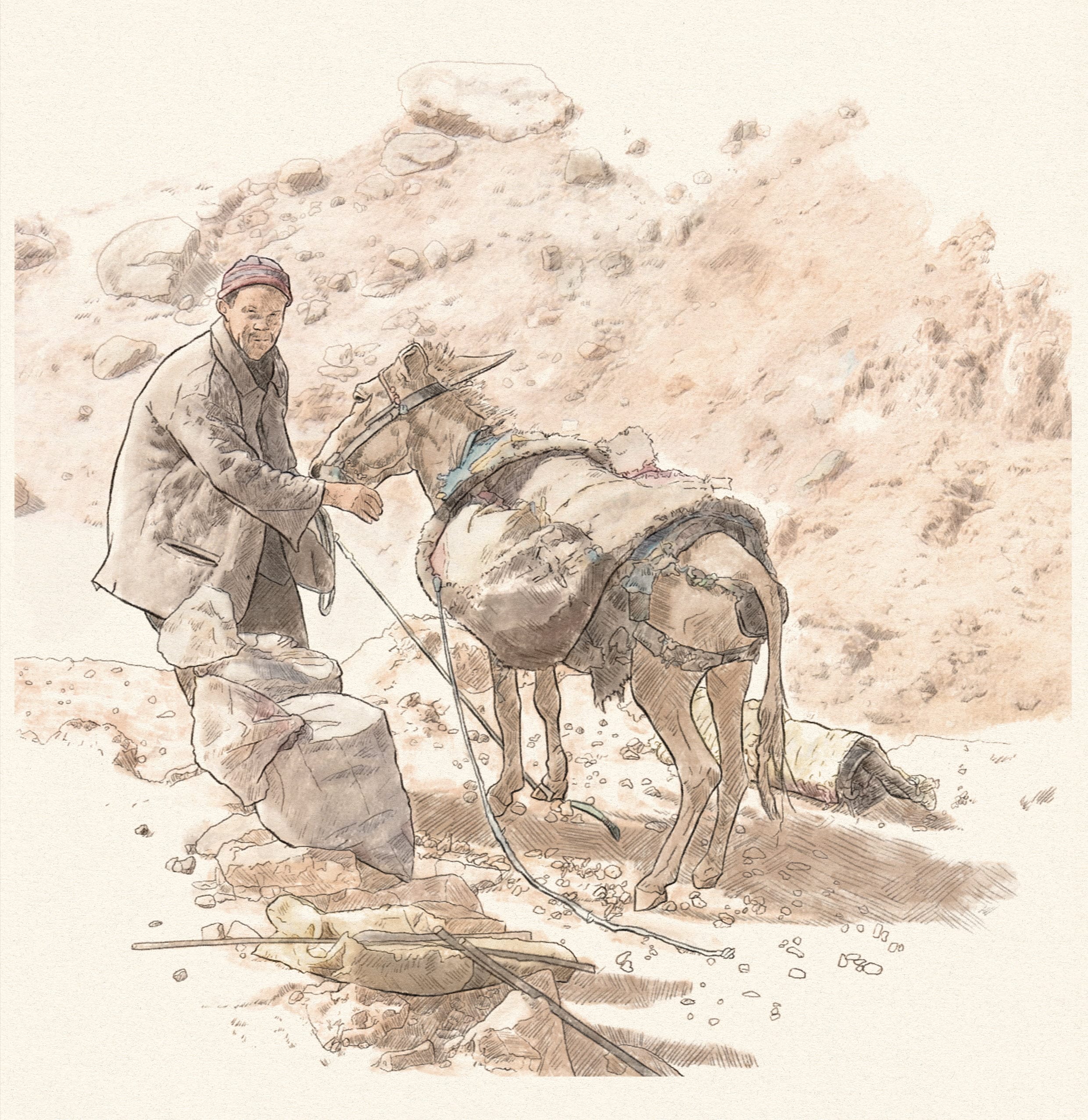 salzabbau, verladen, illustration, ikonaut